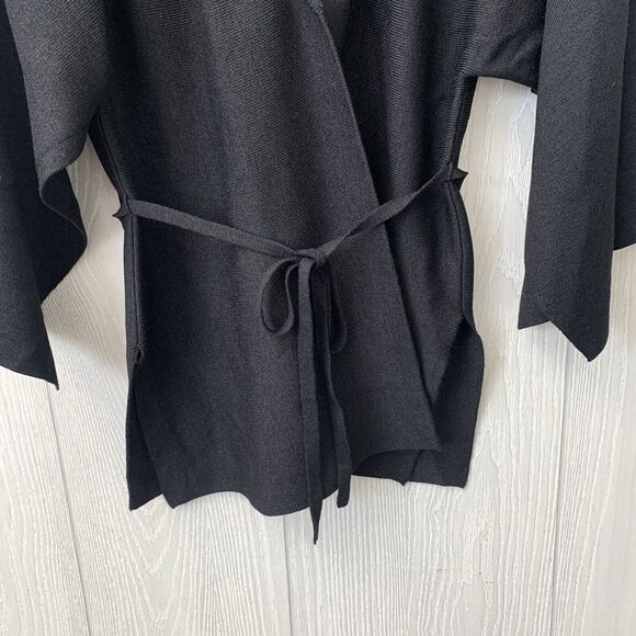 Max Studio Short Sleeve Black Cardigan Wrap Sweater Silk Blend Small NWT - Picture 3 of 5